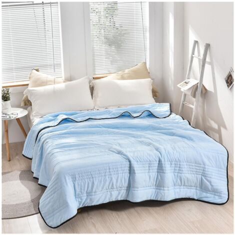 Couverture ultra rafraîchissante pour lits jumeaux et doubles, ultra douce et lavable, pour adultes et enfants - 100 x 150 cm - Bleu ciel (1/5)