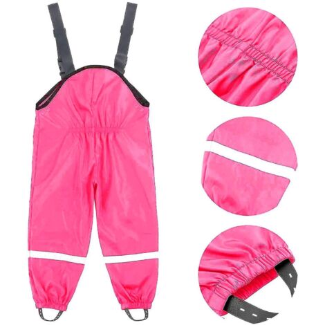 Salopette de pluie unisexe pour enfants, coupe-vent et imperméable, pantalon boueux - 86 - Rose (1/5)