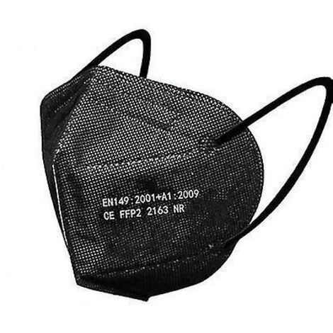 Masques pour enfants KN95, masques FFP2 à cinq couches de protection - Lot de 50 - Noir