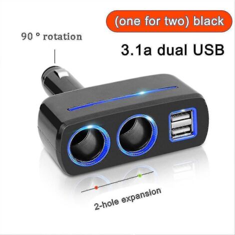 Adaptateur allume-cigare 12 V pour voiture, chargeur double prise, répartiteur (1/5)
