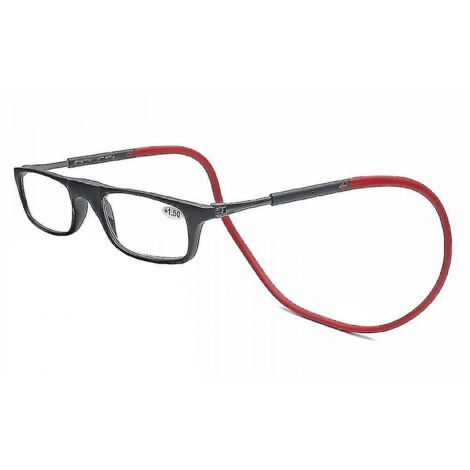Lunettes de lecture haut de gamme à absorption magnétique, à porter autour du cou, style original - Grossissement 2.0 - Rouge (1/5)