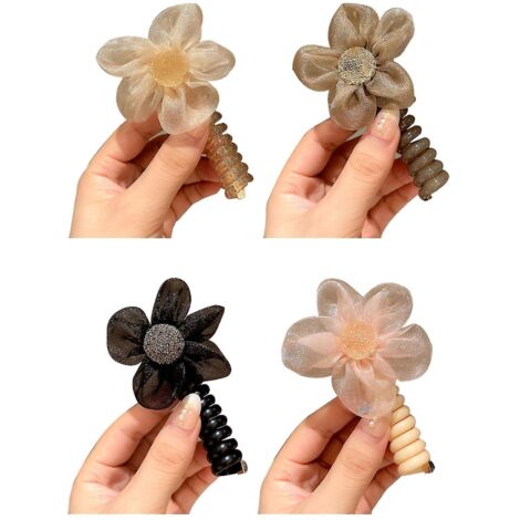 Lot de 4 ou 5 élastiques à cheveux colorés en fil de téléphone pour enfants, 100 % neufs. (1/5)
