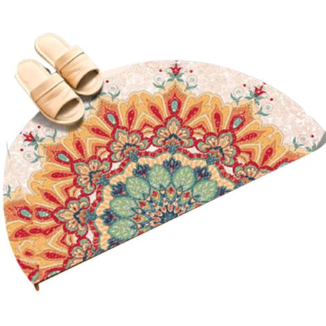 Tapis de sol semi-circulaire, tapis d'entrée antidérapant, paillasson de bienvenue pour terrasse - 50 x 100 cm - C (1/5)