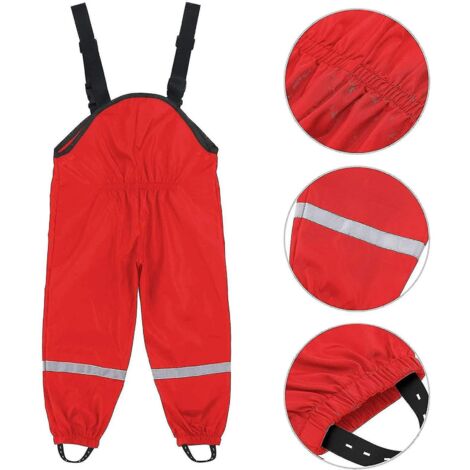 Salopette de pluie unisexe pour enfants, coupe-vent et imperméable, pantalon boueux - 92 - Rouge (1/5)