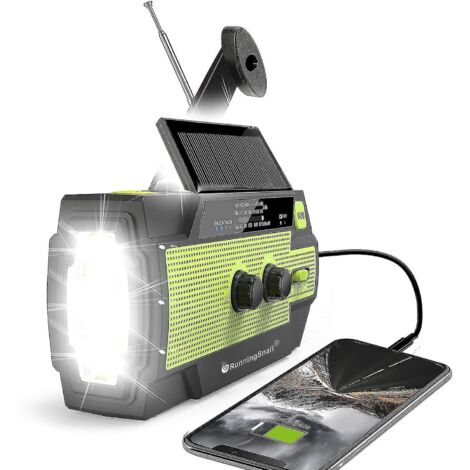 Radio météo d'urgence solaire ZK-Solar à manivelle avec lampe de lecture et chargeur de téléphone portable (1/5)