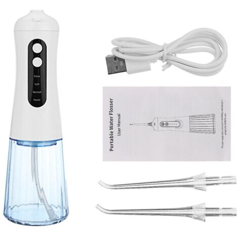 Hydropulseur buccal sans fil USB 300 ml, 4 vitesses, 3 modes de nettoyage interdentaire (1/5)