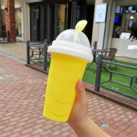 Gobelet à smoothies écologique à double paroi en silicone, machine à granita pour la maison, jaune (1/4)