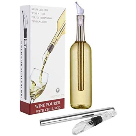 Refroidisseur de vin, bâtonnet refroidisseur de bouteille de vin avec aérateur et verseur en acier inoxydable (1/5)