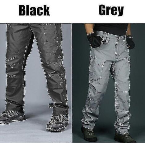 Pantalon cargo tactique pour homme, pantalon SWAT, pantalon de randonnée multipoches pour sports de plein air, salopette d'entraînement, pantalon militaire - L - Gris (1/5)