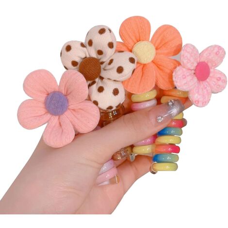 Lot de 4/5 élastiques à cheveux colorés en fil de téléphone pour enfants - 100% neuf (1/5)