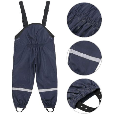 Salopette de pluie unisexe pour enfants, coupe-vent et imperméable, pantalon anti-boue - 140 - Marine (1/5)