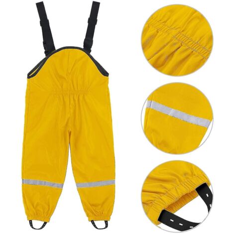 Salopette de pluie unisexe pour enfants, coupe-vent et imperméable, pantalon anti-boue - 92 - Jaune (1/5)