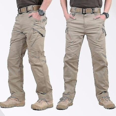 Pantalon cargo tactique pour homme, pantalon SWAT, pantalon de randonnée pour sports de plein air, pantalon multipoches, salopette d'entraînement, pantalon militaire - kaki (1/5)