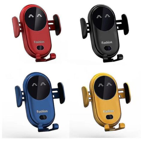 Chargeur sans fil intelligent pour voiture, support de téléphone portable avec capteur automatique, support de voiture rouge (1/5)