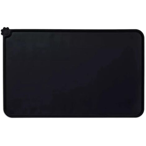 Tapis d'alimentation imperméable pour gamelle de chien ou de chat, antidérapant, lavable, en silicone noir. (1/5)