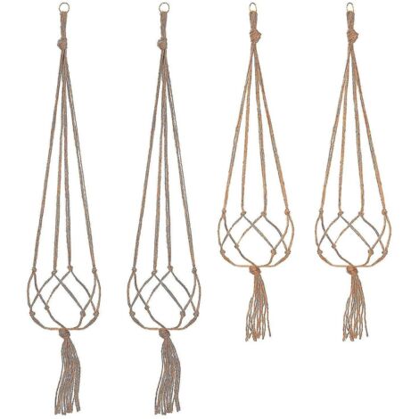 Lot de 4 supports de pots de fleurs suspendus en macramé (2 de 105 cm et 2 de 90 cm) pour décoration de jardin (1/4)