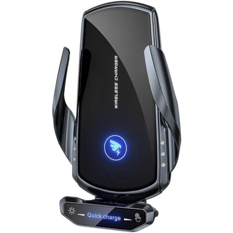 Compatible avec tous les modèles de voiture - Support de téléphone intelligent avec capteur et chargeur rapide sans fil - Noir (1/5)