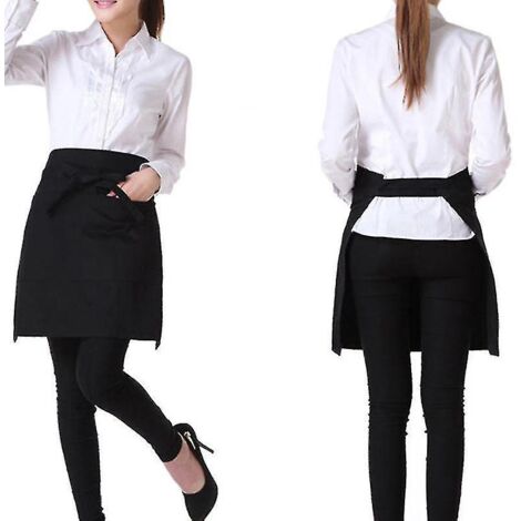 Tablier court de serveuse noire à buste généreux, style séduisant, avec poche, Hfmqv (1/5)