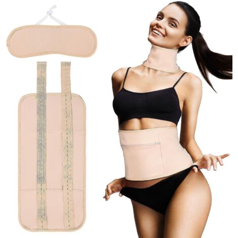 Compresse d'huile de ricin pour la taille, la thyroïde et le cou, réutilisable, bio, pour la détoxification du foie, kit pour l'estomac, beige. (1/5)