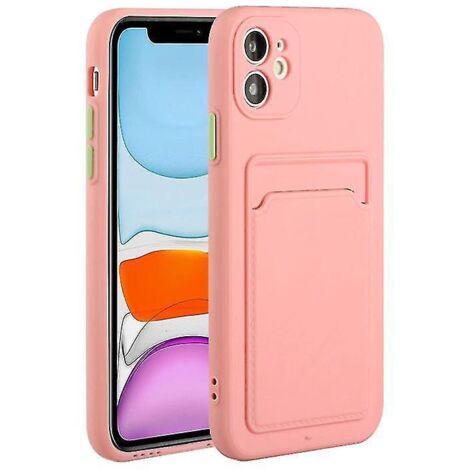 Coque de protection antichoc en TPU rose avec emplacement pour carte pour iPhone 12 (1/5)