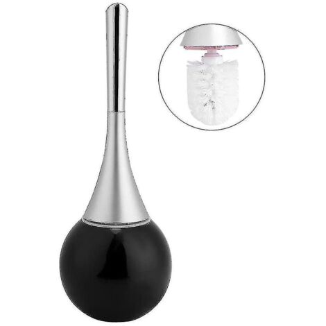 Brosse WC en acier inoxydable avec poils en silicone, noire (1/3)