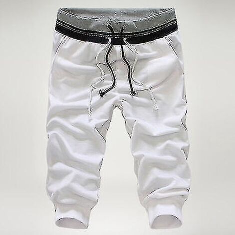 Short cargo 3/4 élastiqué pour homme, style jogging, idéal pour la salle de sport - Taille XXL - Gris (1/5)