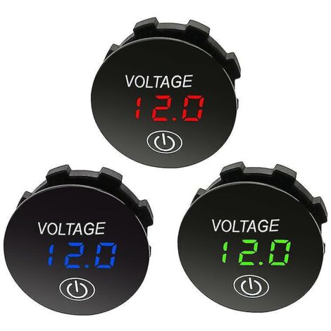 Voltmètre numérique LED avec affichage de la capacité de la batterie et interrupteur tactile marche/arrêt pour voiture et moto (1/3)