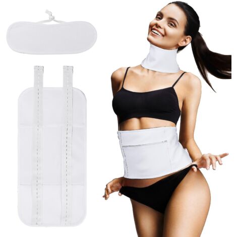Compresses d'huile de ricin pour la taille, la thyroïde et le cou, réutilisables, bio, pour la détoxification du foie, kit pour l'estomac, moins de blanc pour la thyroïde (1/5)