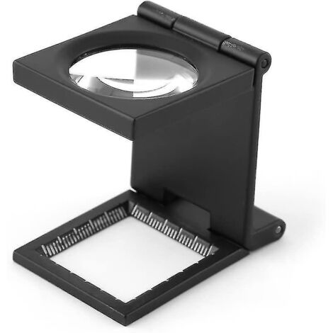 Loupe 10x, loupe de poche pliable mains libres, loupe de bureau éclairée, loupe carrée portable, compteur de filetage, alliage de zinc. (1/5)
