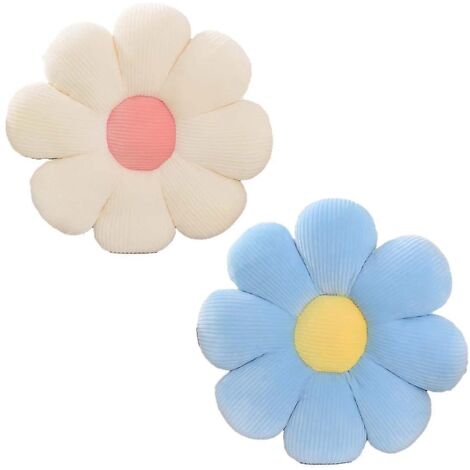 Coussin fleuri, coussin décoratif en forme de fleur, coussin de sol fleuri, coussin d'assise, coussin moelleux et mignon pour la chambre - 40 x 40 cm - blanc et rose (1/5)