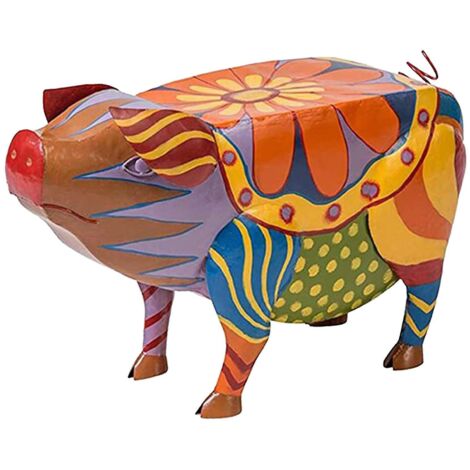 Statues colorées d'animaux (cochon, vache, chien, coq) - Décoration de table d'appoint - Ornements de cochons en résine peinte (1/5)