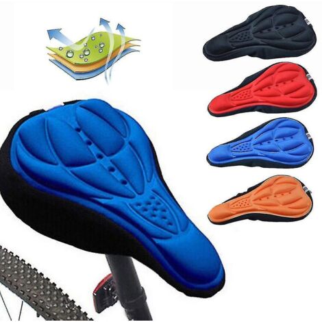 Housse de selle de vélo respirante avec coussin, tapis de selle épais et doux pour vélo de route, en mousse 3D polymère, couleur orange. (1/4)