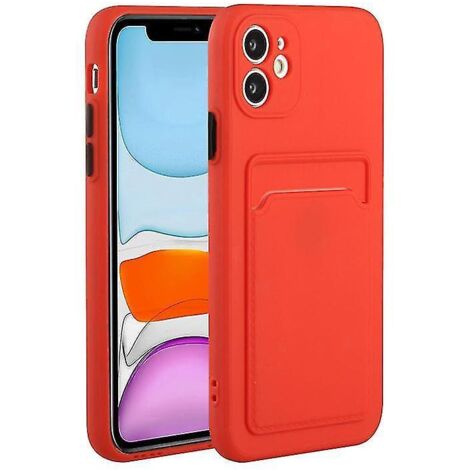 Coque de protection antichoc en TPU rouge avec emplacement pour carte pour iPhone 12 (1/5)