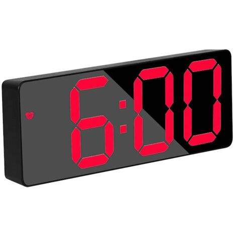 Réveil numérique double alarme pour chambre, grand écran, idéal pour les gros dormeurs, enfants et seniors (rouge) (1/5)