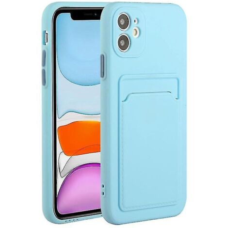 Coque de protection antichoc en TPU bleu ciel avec emplacement pour carte pour iPhone 12 (1/5)