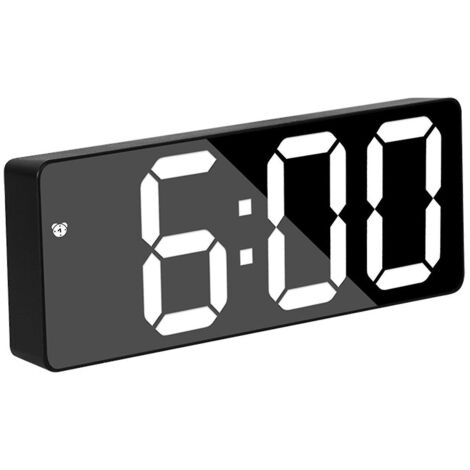 Réveil numérique double alarme pour chambre, grand écran, idéal pour les gros dormeurs, enfants et seniors (blanc). (1/5)
