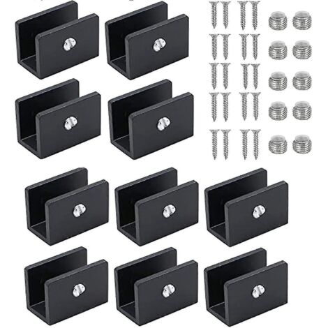 Lot de 10 supports de fixation réglables pour étagères et garde-corps en verre de 8 à 10 mm d'épaisseur. (1/5)