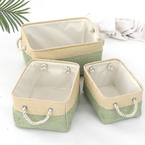 Panier de rangement personnalisé pour jouets et vêtements d'animaux - Nom du chien - Modèle Di-S 31 x 21 x 13 cm (1 pièce) - Vert réfléchissant (1/4)