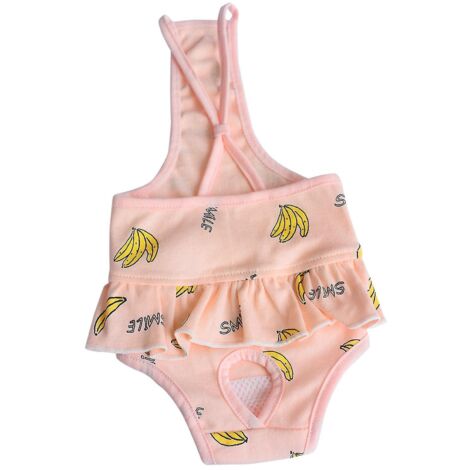 Couche hygiénique pour chienne avec bretelles ajustables, sous-vêtements imprimés réutilisables, culottes et shorts physiologiques pour chiennes - Rose L (1/3)