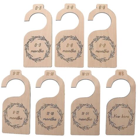Lot de 7 séparateurs de taille pour placard de bébé, organisateurs en bois pour vêtements de bébé, de la naissance à 24 mois - 2 pièces (1/5)