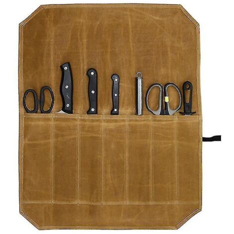Étui à couteaux de chef professionnel, étui pliable en toile cirée pour couteaux de cuisine, organisateur et rangement pour ustensiles, sac de voyage TKHAKI (1/3)