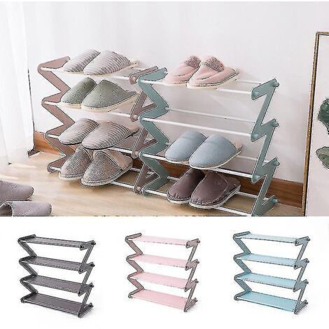 Étagère à chaussures empilable et extensible à 4 niveaux en forme de Z, organisateur de chaussures, étagère de rangement (1/4)