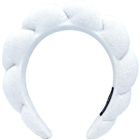 Bandeau de spa pour se laver le visage, bandeau en serviette éponge, bandeau de yoga, bandeau éponge blanc (1/5)