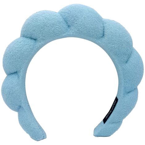 Bandeau de spa pour se laver le visage, bandeau en serviette éponge, bandeau de yoga, bandeau éponge pour les cheveux, bleu (1/5)