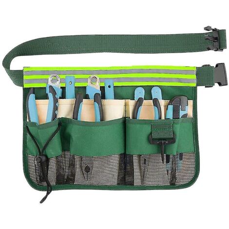 Ceinture porte-outils de jardin, avec 5 poches et ceinture ajustable (verte) (1/5)
