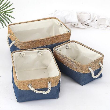 Panier de rangement personnalisé pour jouets et vêtements d'animaux - Nom du chien - Taille L - 41 x 32 x 20 cm (1 pièce) - Bleu foncé réfléchissant (1/4)