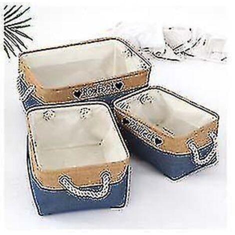 Panier de rangement personnalisé pour jouets et vêtements d'animaux - Nom du chien - Taille M - 36 x 26 x 16 cm (1 pièce) - Noir/bleu foncé (1/5)