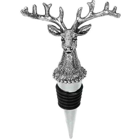 Bouchon de bouteille de vin Jinyu argenté en forme de tête de cerf, style rustique champêtre, pour vin, champagne et bière (2 pièces, argenté) (1/5)