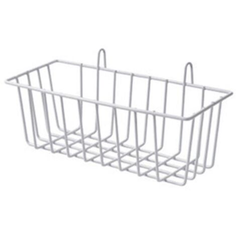Étagère murale décorative en fer forgé de style nordique, panneau grillagé blanc, avec panier suspendu, ornements et photos. (1/5)