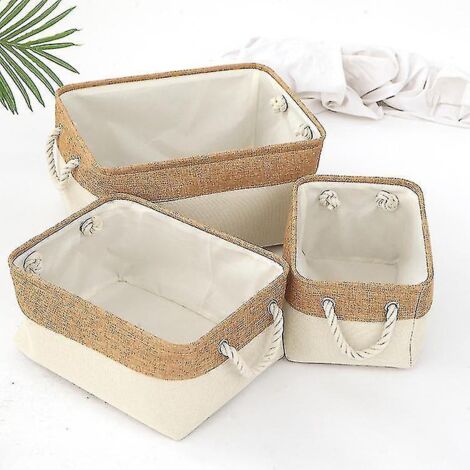 Panier de rangement personnalisé pour jouets et vêtements d'animaux - Nom du chien - Taille L - 41 x 32 x 20 cm (1 pièce) - Beige réfléchissant (1/4)